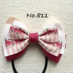 No.811 キッズ　ヘアゴム　リボン　ハンドメイド　入学式