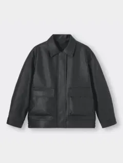 GUブラックレザージャケット