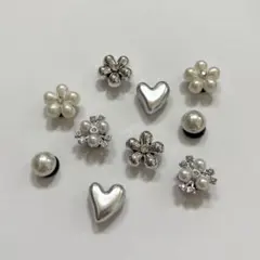 ジビッツ　クロックス　サンダルアクセサリー　シルバー10個セット④
