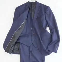 新品 スリーピース スーツセット 上下 ベスト ネイビー ビジネス フォーマル