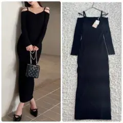 【新品タグ付】25AW RESEXXY ナローストラップタイトニットワンピース