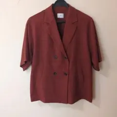 LOWRYS FARM オレンジ ダブルボタン 半袖ジャケット