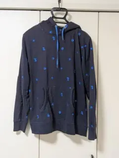 ILLS パーカー ブラック ブルー 刺繍 XL
