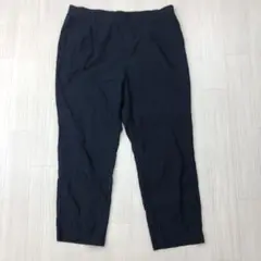 大きめサイズ サラサラ アンクルパンツ クロップドパンツ 4L ネイビー