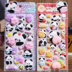 440ぷっくり肉球シールドロップ3D立体 ボンボンおしりパンダシール2枚