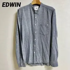 EDWIN 綿麻ダンガリーシャツ バンドカラー M