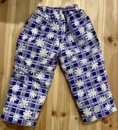雪遊び 子供用スノーウェア 防寒パンツ 花柄チェック防寒パンツ サイズ90