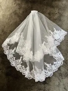 ホワイト レースエッジ 二層式ウェディングベール