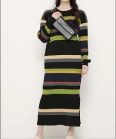 SLY マルチカラー ストライプ ロングワンピース　ボーダー