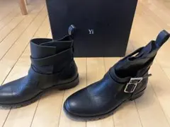 Y's ワイズ レザーエンジニアブーツ ブラックのサムネイル