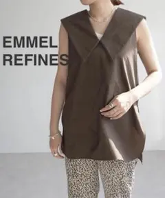 新品未使用】EMMEL REFINES リネンライク フロントボタンブラウス 
