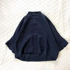 TOMORROWLAND✴︎ダスティリネン ハーフスリーブシャツ　ネイビー　36のサムネイル