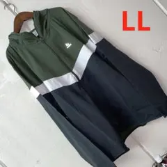 訳ありLLサイズメンズ胸反射プリントパーカージャケットカーキグレー