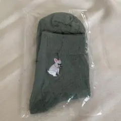 靴下　フレンチブルドッグ　刺繍
