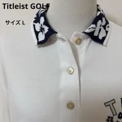 Titleist GOLF 長袖ポロシャツ 花柄襟 ホワイト L【827】のサムネイル