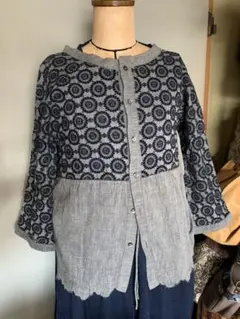 Marble SUD コウモリレースブラウス Fサイズ 刺繡 ネイビー - メルカリ