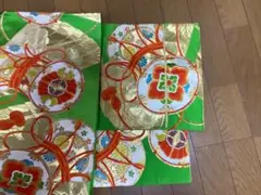 袋帯【振袖/留袖】緑色 花柄 金箔 袋帯