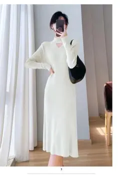 ホワイトニットロングワンピース