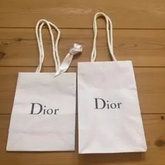 Dior ショップ袋 2個セット ホワイト　リボン