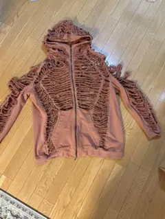JULIUS 2021AW ダメージ加工ジップパーカー サイズ3 ブリック 美品のサムネイル