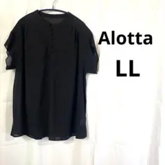 【美品】Alotta とろみギャザーチュニックブラウス ブラックLLのサムネイル