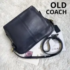 OLD COACH ワンショルダーバッグ レザー ネイビー ゴールド バケット型