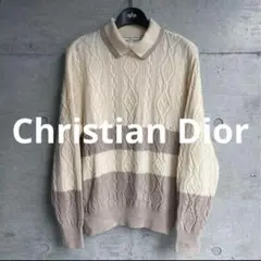 Christian Dior 立体リブニット編み 襟付き ウールセーターのサムネイル