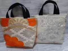 ハンドメイド帯リメイクバックトートバッグ2点No.96