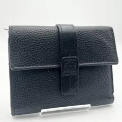 H368 LOEWE ロエベ 三つ折り財布 トライフォールド アナグラム 黒