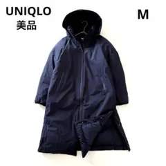 ■美品近年UNIQLOウルトラウォームハイブリッドダウンロングコートネイビーM