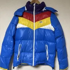 adidasマルチカラーダウンジャケット 青/紫/赤/黄 - メルカリ