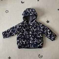 【petit bateau】フード付きネイビー花柄アウター　12m74cm