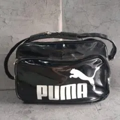 【PUMA】プーマ スポーツ 黒 ポケット ロゴ エナメルバッグ