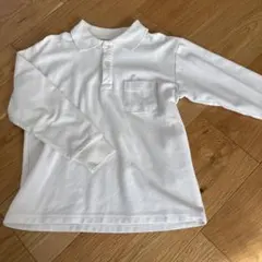 ホワイト 長袖 ポロシャツ 胸ポケット付き