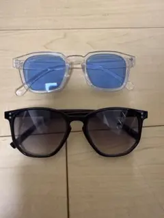 クリアブルーレンズとブラックサングラスセット