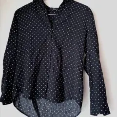 水玉 古着系 モード系 UNIQLO ブラック ドット柄 長袖シャツ