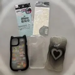 iPhone15ケース 3個セット(猫耳・クリア・ハート)