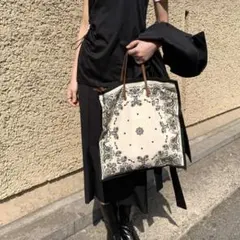 春物 夏物 ペイズリー 2way トート 白 黒 人気 レディース 大容量