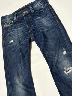 DIESEL ダメージ加工 ダークブルーデニム　ヴィンテージW28L32