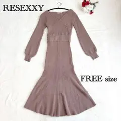 RESEXXY カシュクールマーメイドニットワンピース 長袖 ピンク