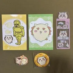 ちいかわ　シーサー5点セット　しおり　刺繍缶バッジ　カード２枚　ラバーマスコット