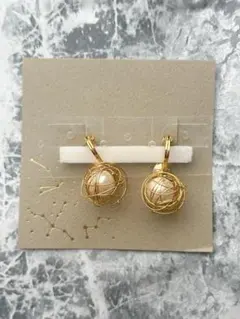 ゴールド ワイヤーパール イヤリング 結婚式 パーティー セレモニー