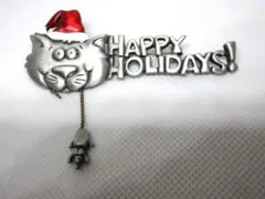 JJ 猫のサンタさんのブローチ　クリスマス　（jjhh1)