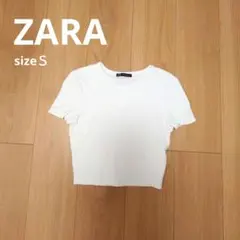 ZARA ホワイト クロップド丈 半袖Tシャツ Sサイズのサムネイル