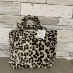 【新品タグ付】レオパード柄 フェイクファー トートバッグ 豹柄 キャメル