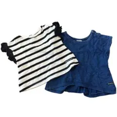 ベビー用　ストライプ フリル袖 Tシャツ 2点セット　80cm