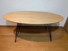 《送料込》NOCE センターテーブル オークブラックローテーブル 机丸楕円デスク