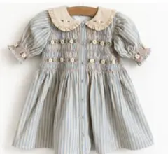 【今期完売】bonjour diary 6y ワンピ　Blue stripeのサムネイル