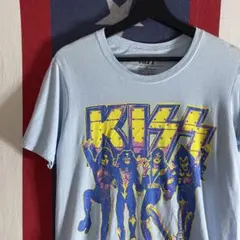S KISS プリント バンドTシャツ ライトブルー 海外古着