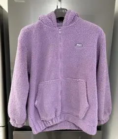 フード付きフリースジャケット パープル サイズ155 韓国　もこもこ　モコモコ